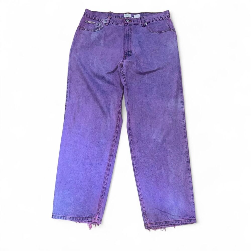 Vintage 1990s Calvin Klein Jeans Men's Purple "Easy Fit" Jeans SZ 36